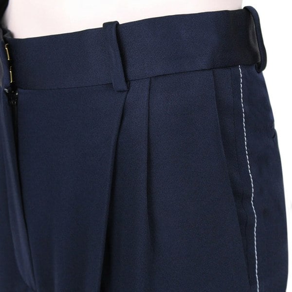 Sonia Rykiel runway collection wide leg trousers in a dark blue satin
