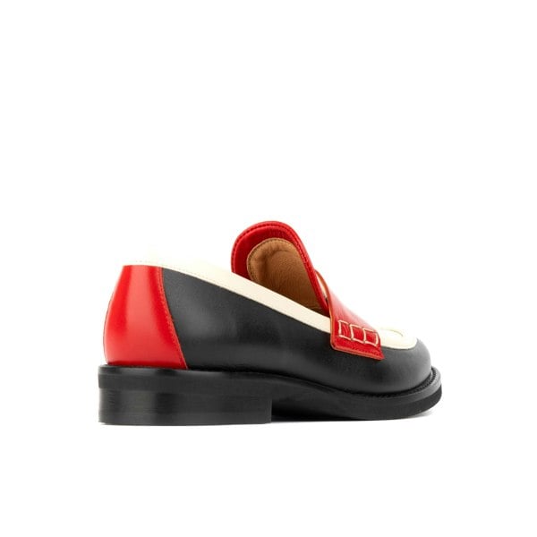 Embassy London Kay - Red & Cream & Black - Women's leather dressy almond toe penny loafer