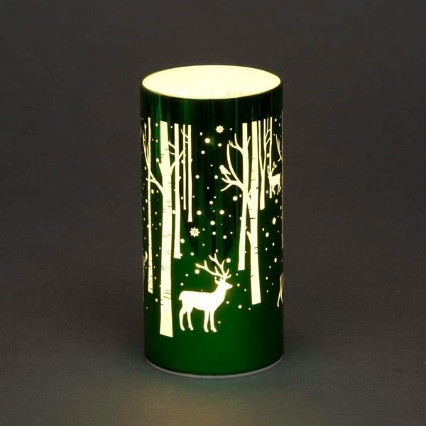 18cm Christmas Decorated Vase Table Deer Scene Green Battery-Operated LED Lamp image 2