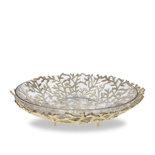 Culinary Concepts Medium Gold Coral Basket Bowl with Glass Insert