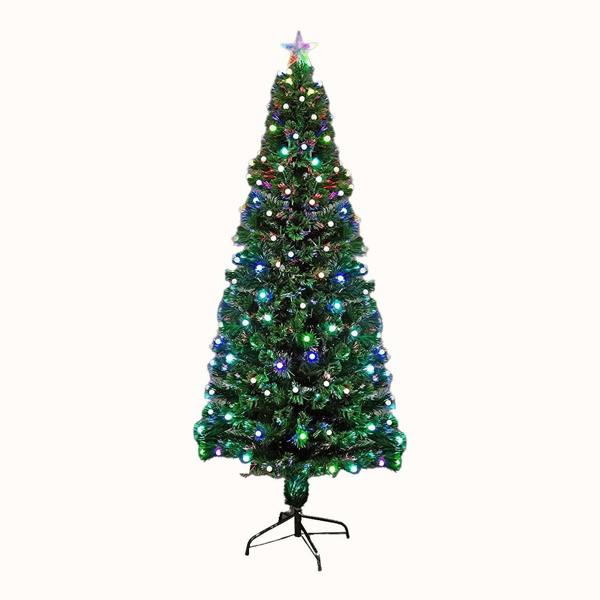2ft to 6ft Pre-Lit Fibre Optic Christmas Trees with Berries, PVC and LEDs image 1