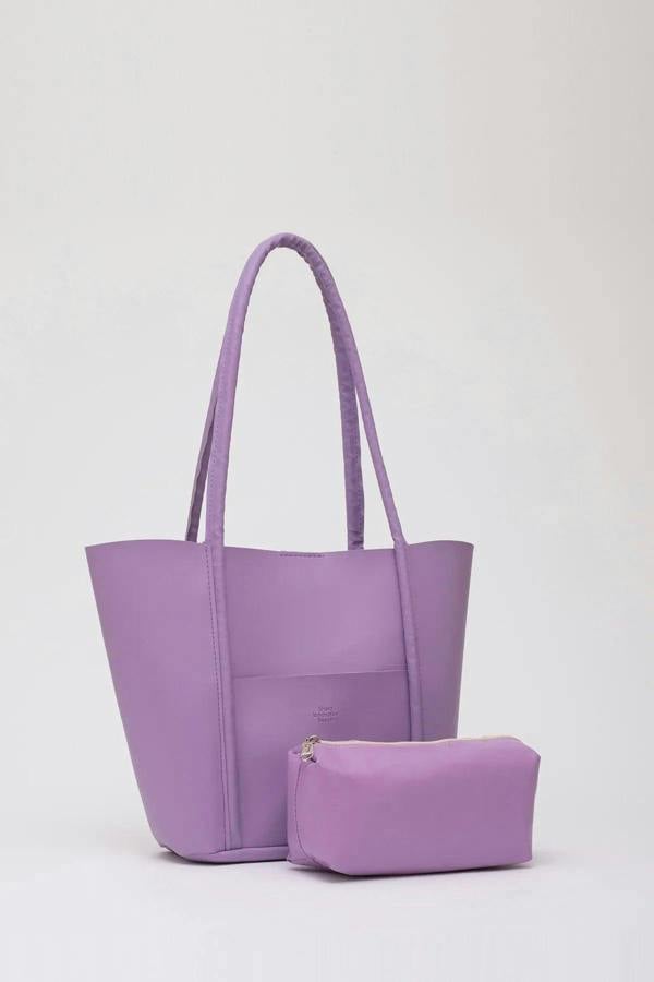 Hoxton Gal Large Faux Leather Tote & Shoulder Bag with Front Pocket, Snap Closure, and Matching Makeup Pouch