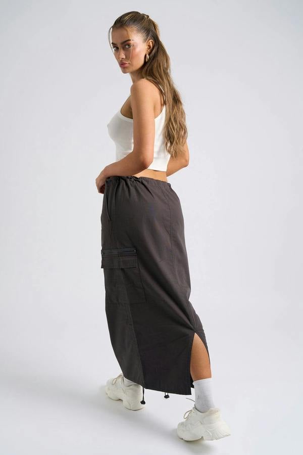 Urban Bliss Charcoal Parachute Midi Skirt