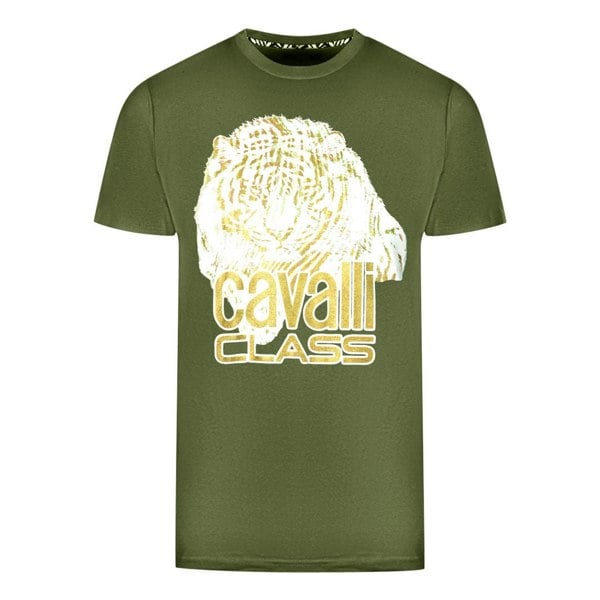 Cavalli Class Large Tiger Logo T-Shirt - Green