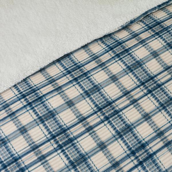 Catherine Lansfield Cosy Ribbed Check Duvet Cover Set Blue