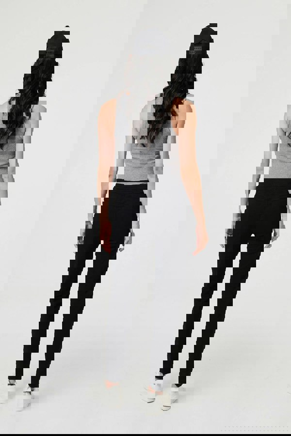 Black | Drawstring Tie Waist Tapered Trousers
