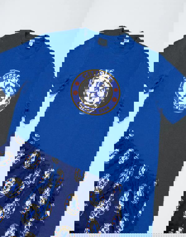 Chelsea Mens Blue Logo Short Sleeve Long Leg Pyjama Set