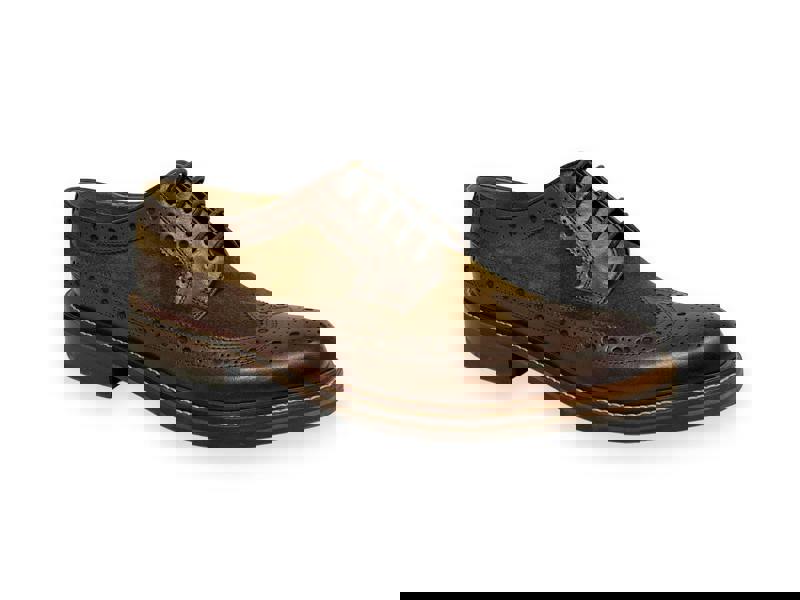 Chapman & Moore Longwing Brogue Leather/Suede Men's Mahogany/Tobacco Shoes