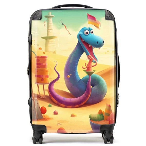 Warren Reed Snake On A Beach Holiday Suitcase