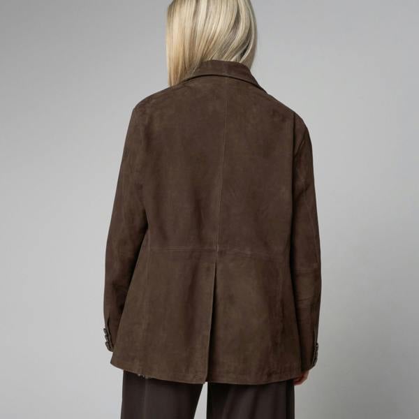 Barneys Originals Women's Real Suede Blazer in Brown