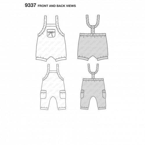 Burda Sewing Pattern 9337 Dungarees For Babies, 3m-2 - Easy