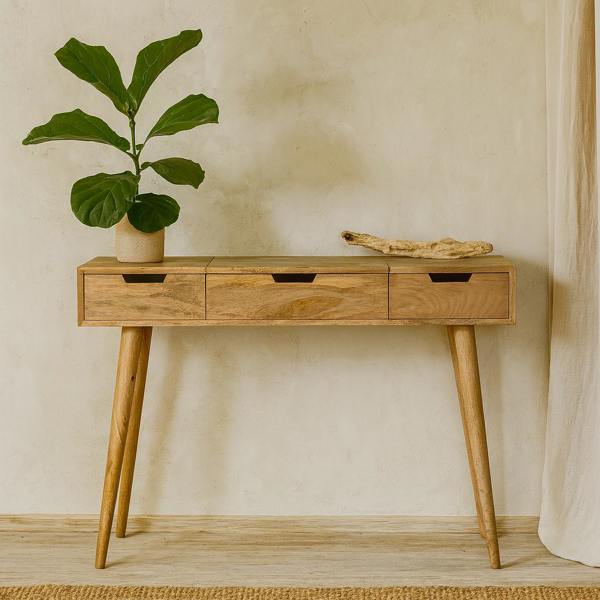 Wyld Haus Saint Paul de Vence Oak Mango Wood Dressing Table 3 Drawers