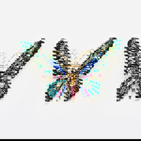 large butterfly brooch in blue crystal