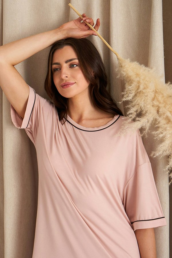 Pretty You London Women's Bamboo Classic Tee Dress in Pink