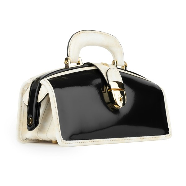 Embassy London Gazelle - Black & Cream - Women’s mini patent leather top handle & crossbody bag