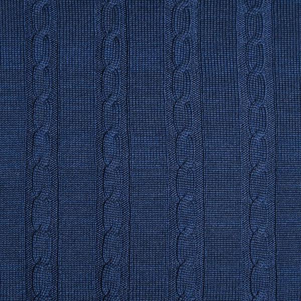 Serran London Navy Cable Knit Wool Cushion
