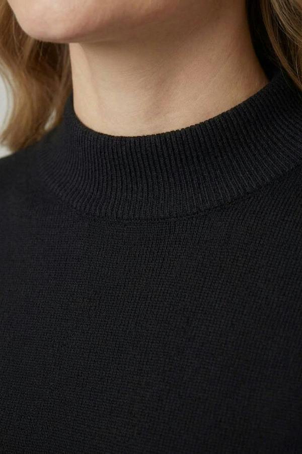 Black | High Neck Long Sleeve Slim Fit Top