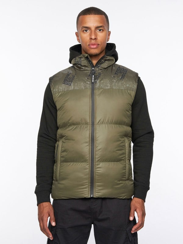 Duck and Cover Romain Padded Gilet Olive Camo