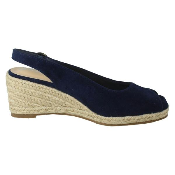 Anne Michelle Ladies Anne Michelle Microfibre Wedge Heel Squared Toe Sandals F2306