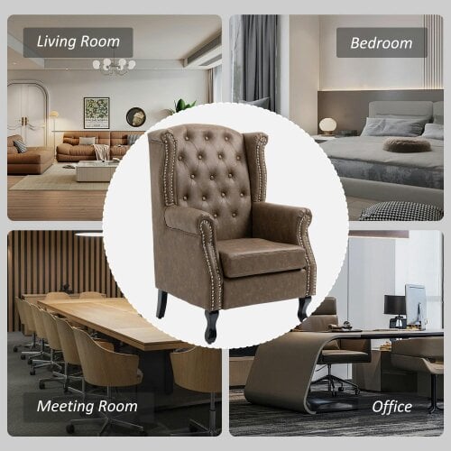 Wyld Haus Selato Fabric Brown Wingback Accent Chair With Chesterfield Style Tufting And Nailhead Trim