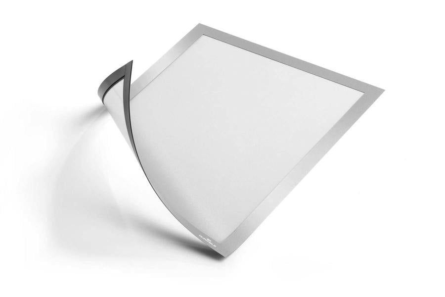 Durable DURAFRAME Magnetic Document Signage Frame for Metal | 5 Pack | A4 Silver