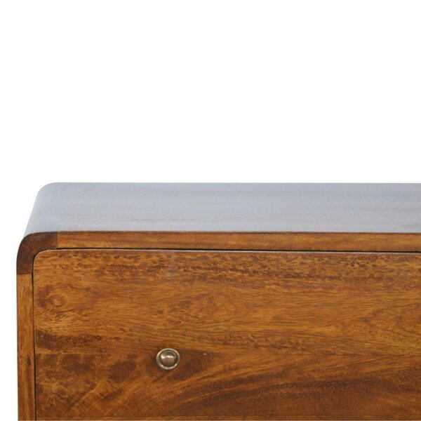 Wyld Haus Ostuni Rustic Curved Mango Wood Chestnut Chest 3 Drawer