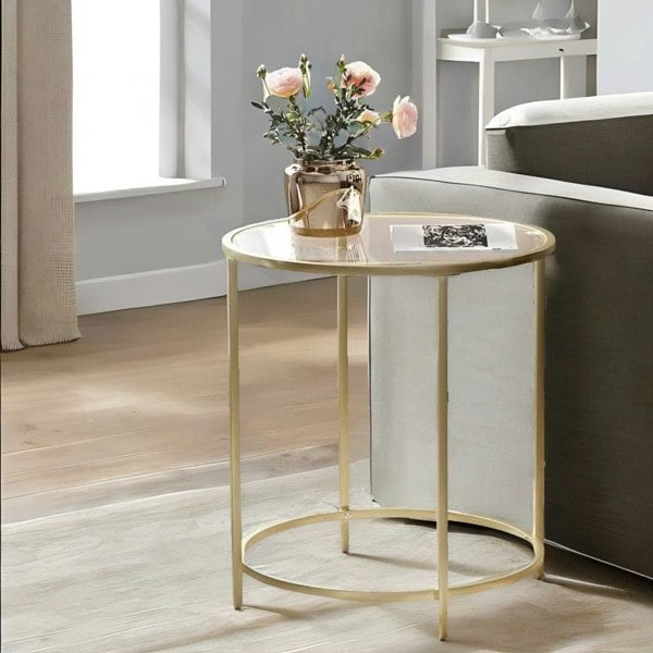 Rafaelo Mobilia Round Coffee Table With Glass Top Gold
