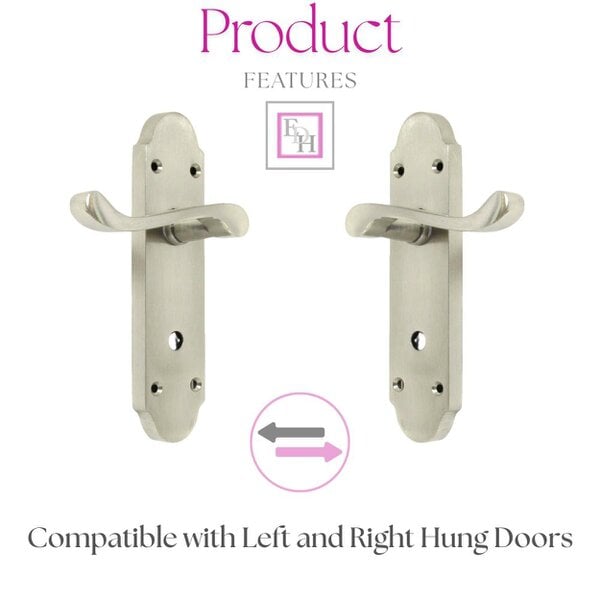 EDH Door Hardware Satin Nickel Bathroom Door Handle – Epsom Style Victorian Scroll Privacy Lever