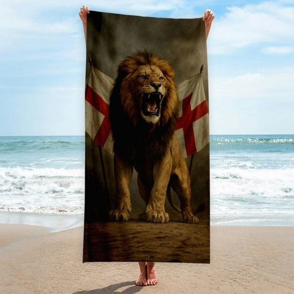 BritishmadeGifts England - St George's Lion Roar - Beach Towel
