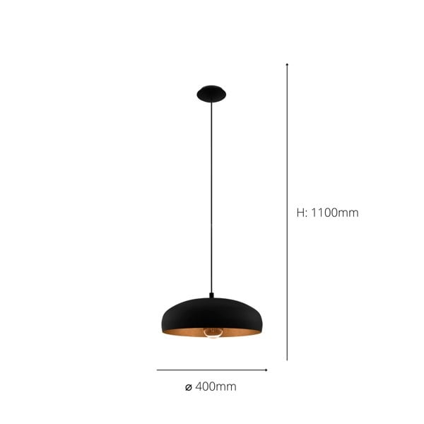EGLO Mogano 1 1-Light Vintage Black And Copper Single Pendant Light