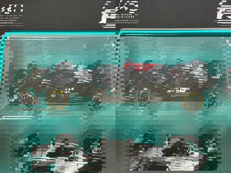 Mercedes AMG Petronas Formula 1 Set of 7 Cars with Display Stand 1:43 Scale Bburago 38170