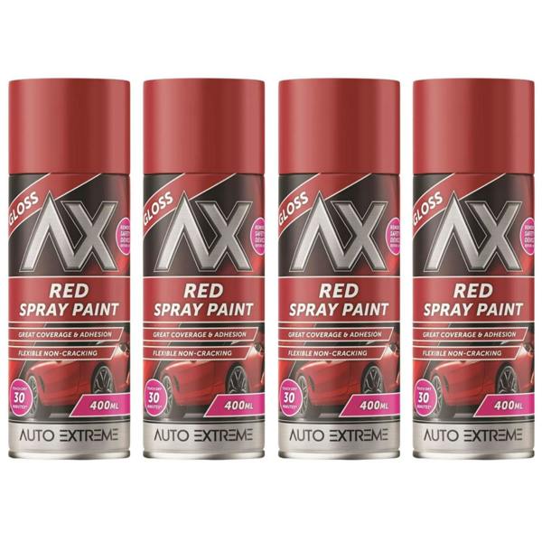 Auto Extreme 4X Auto Extreme Red Gloss Spray Paint 400ml