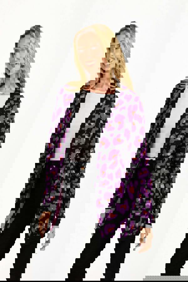 Jacquard Leopard Print Knit Cardigan