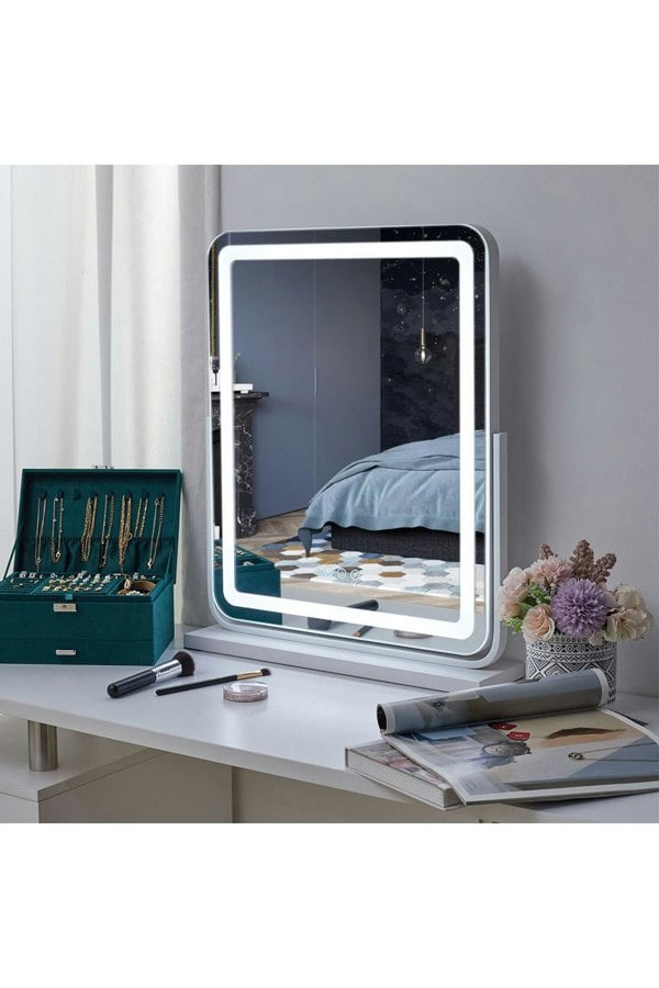 Living and Home Adjustable Frameless 3-Light Modes Makeup Vanity Mirror,48*59cm