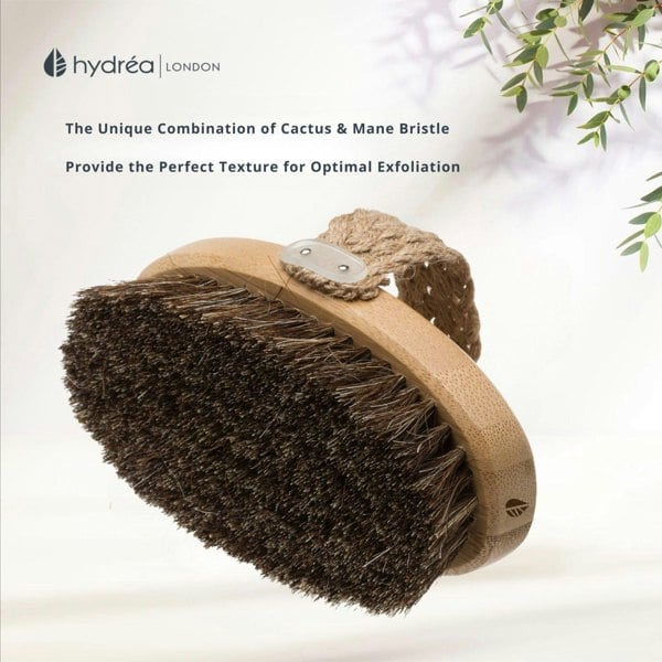 Hydréa London Bamboo Dry Body Brush with Detachable Long Handle - Cactus + Mane Bristle