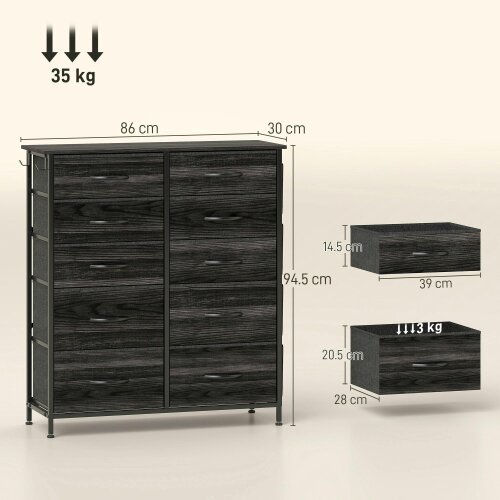 Wyld Haus Mirizi Fabric And Metal Black 10 Drawer Storage Chest
