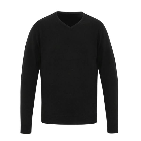 Premier Mens Essential Acrylic V-Neck Sweater - Black