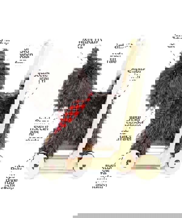 Infographic image of scottie dog baby walker showing features and benefits