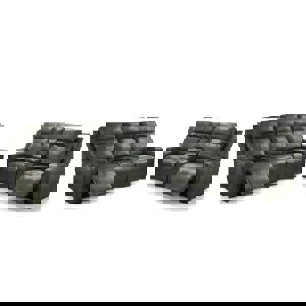 Furnishings For Less Barcino Leather Look Electric Reclining Sofa Suite 3 + 2 USB Charging