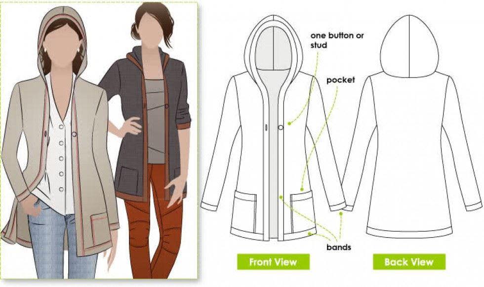 Style Arc Sewing Pattern Heidi Hooded Cardigan - Cardigans, Jackets for Women - Intermediate