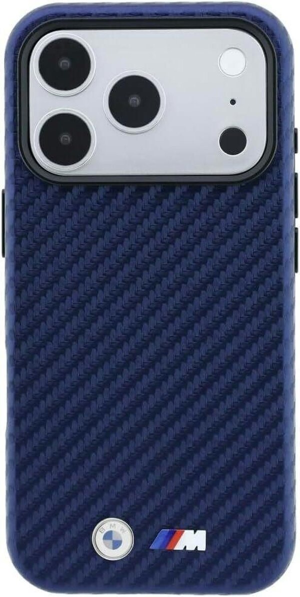 BMW M Carbon Metal Logo Case with MagSafe for iPhone 17/18 Pro Max 6.9" Navy Blue - BMHMP18X26SWPCILV