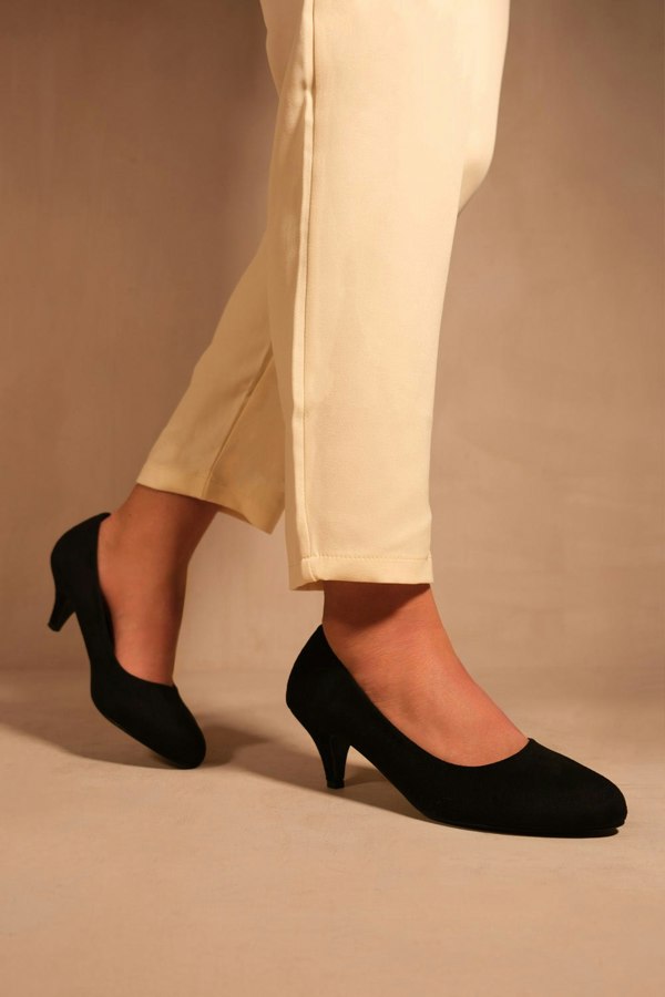 Where's That From Shea Low Heel Court Pump in Black Suede