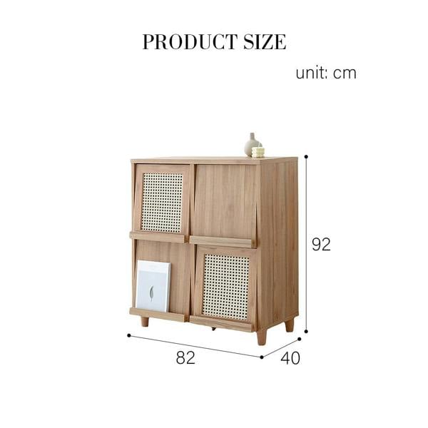 Iskandar Sideboard With Magazine Rack, Solid Wood & Rattan， Storage with large sideboard white