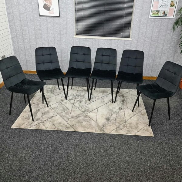 Kosy Koala Dining Chairs Set of 6 Black Velvet Kitchen Chairs