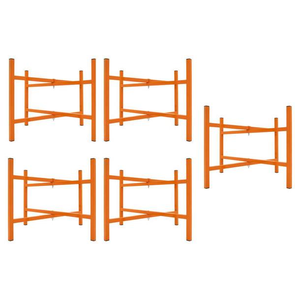 Five sturdy orange mortar board stands, each 500mm high, featuring a cross-brace design for stability and support in construction projects