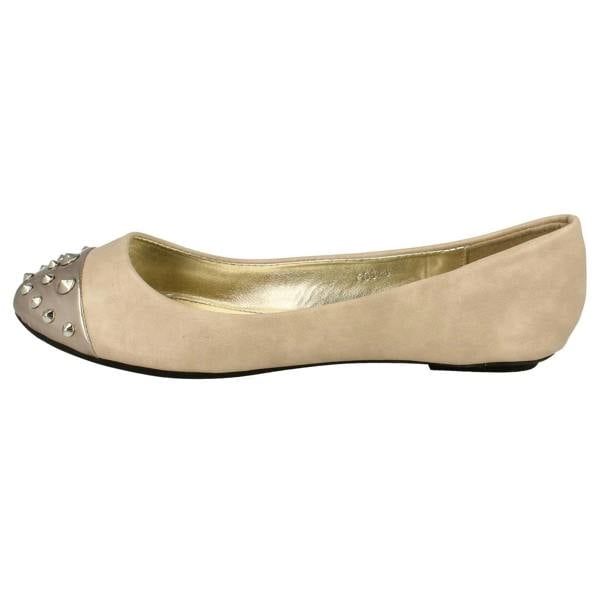 Spot On Ladies Spot On Flat Casual Ballerina Studded Metal Toecap