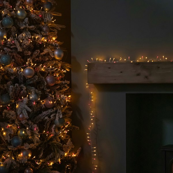 Samuel Alexander 50m 2000 LED TreeBrights Christmas String Lights with Timer in Vintage Gold and Red on Clear Cable