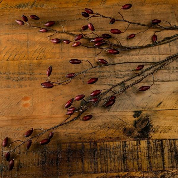 Wyld Haus Set of 3 Artificial Flowers Burgundy Rosehip Stems