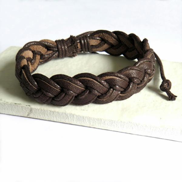 Aye Do Gifts Men's Brown Pleated Leather Bracelet