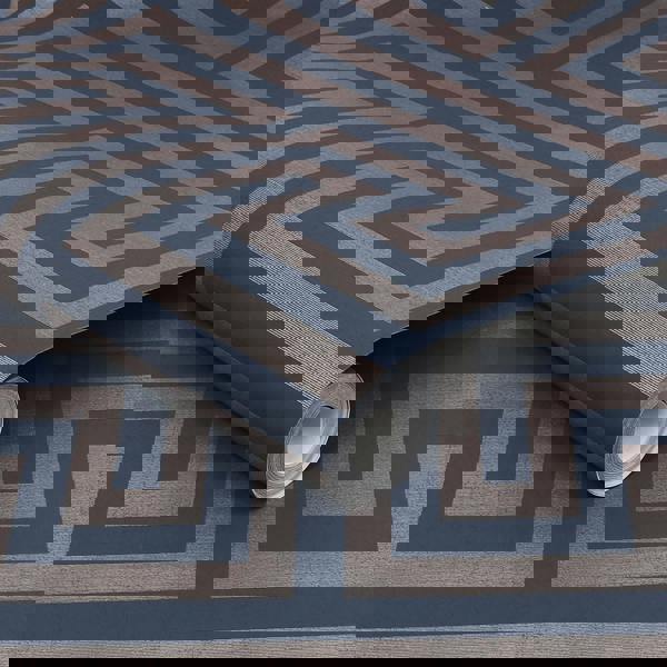 Next Metallic Greek Key Wallpaper - Navy - 10m